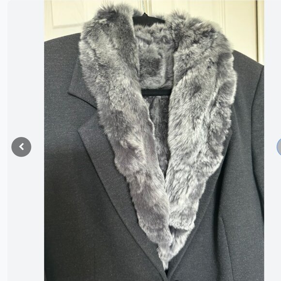 Elizabeth & James Grey Blazer with Grey Rabbit Fur Detachable Vest size M - Picture 3 of 14
